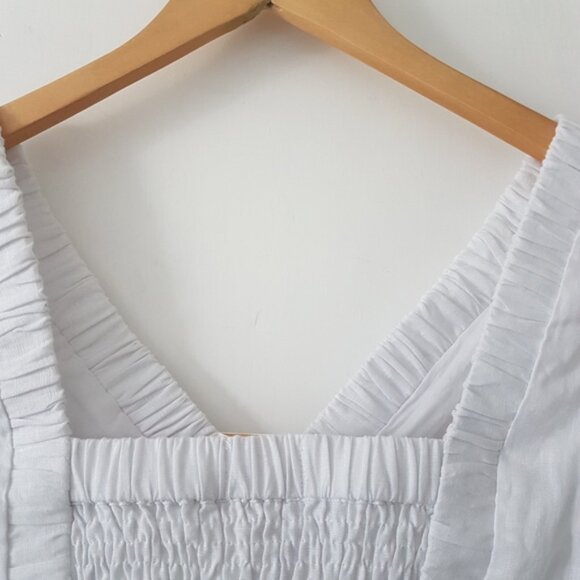 SANCIA 100% Europian Flax Linen V Neck Cropped White Top Sz S - Picture 6 of 9